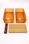 Hermia Set de Cajas de Almacenamiento Ámbar con Tapa de Bambú
